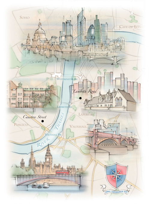 伦敦天际线,地图,泰晤士河,兰贝斯,沃克斯豪尔桥