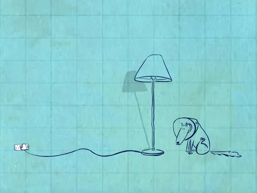 2d line animation of Dog & Lamp