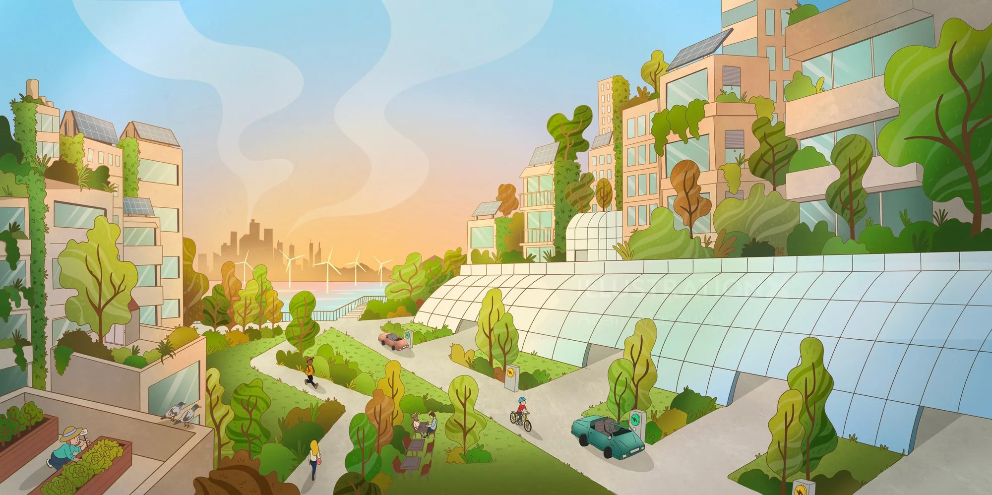 Sustainable urban living with renewable energy and green design