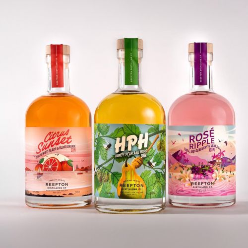 Vibrant new packaging for Reefton Distillery’s updated gin range