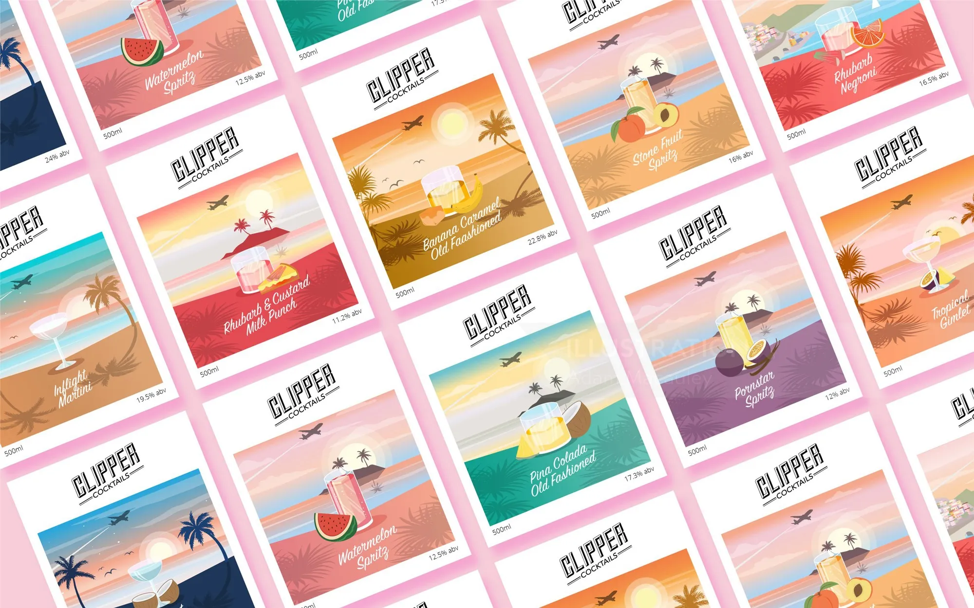 Modern packaging for bottled cocktails from Clipper Bar