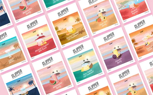 Modern packaging for bottled cocktails from Clipper Bar