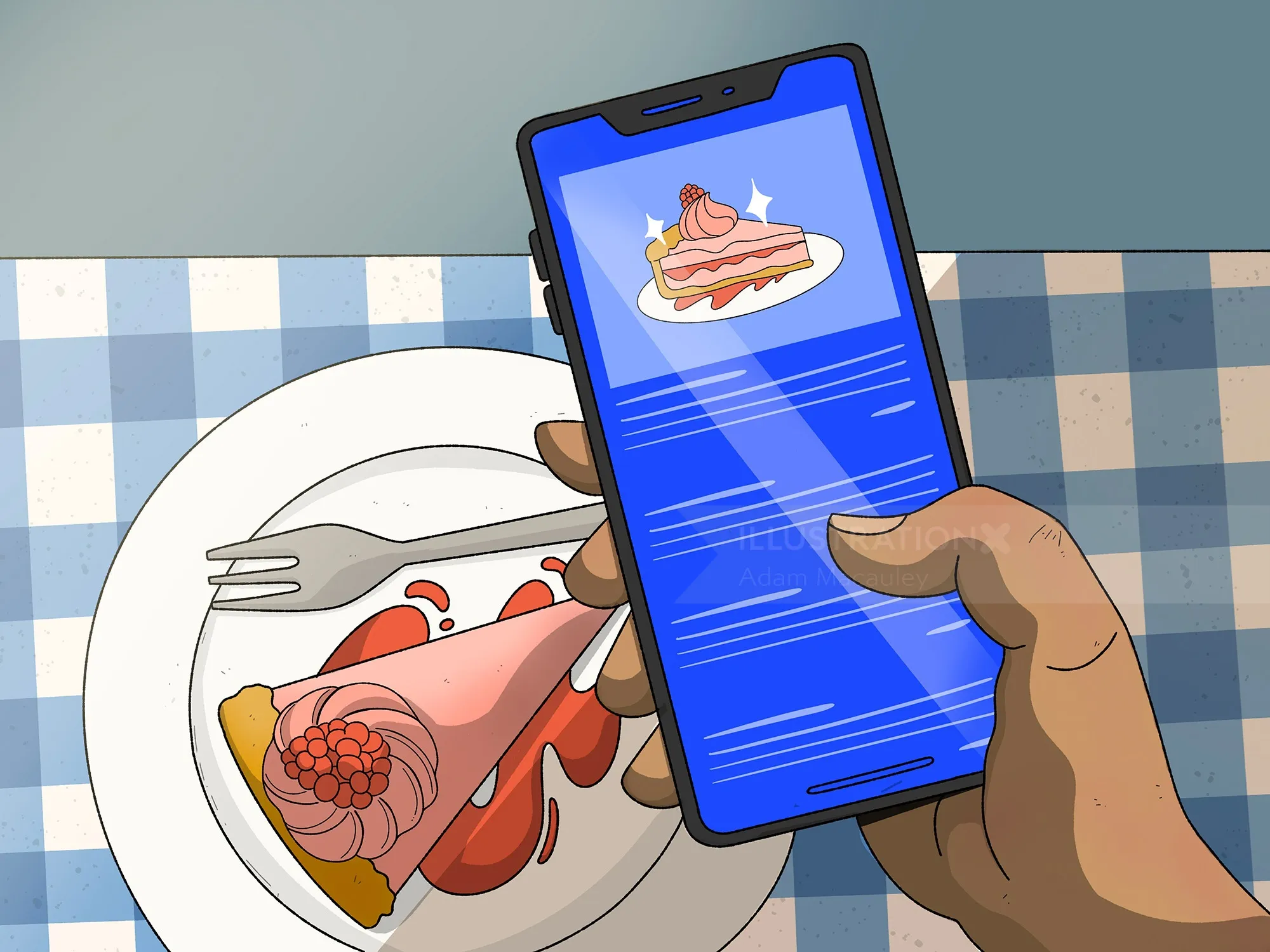 Image depicts the use of an Augmented Reality (AR) food menu app