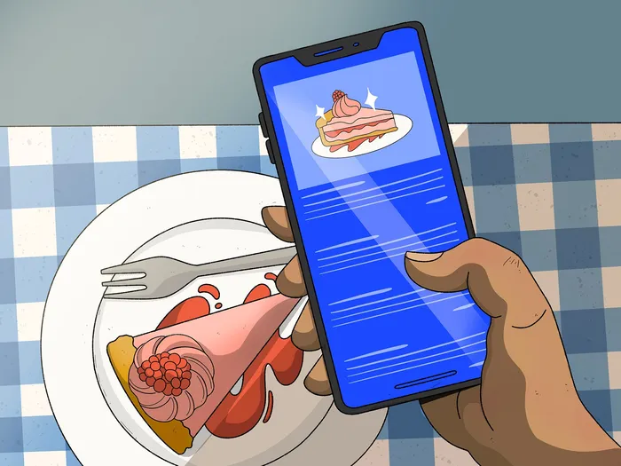 Image depicts the use of an Augmented Reality (AR) food menu app