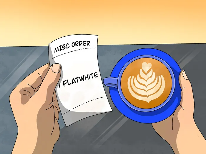 A receipt showing a missing order for a flat white coffee