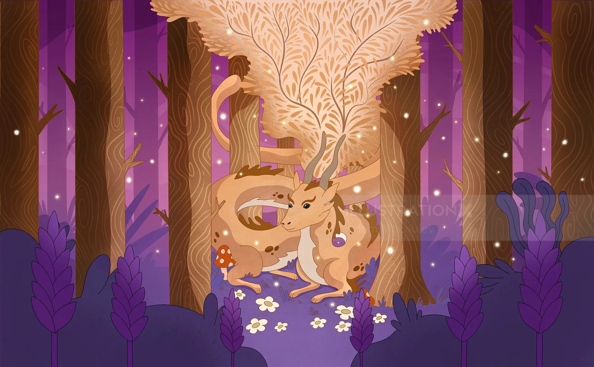 Beer label for Forest Guardian stout, inspired by the Black Forest dessert