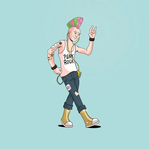 Edgy punk character illustration with alternative fashion elements