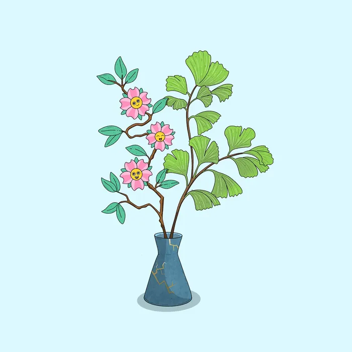 Botanical art of Ginkgo tree