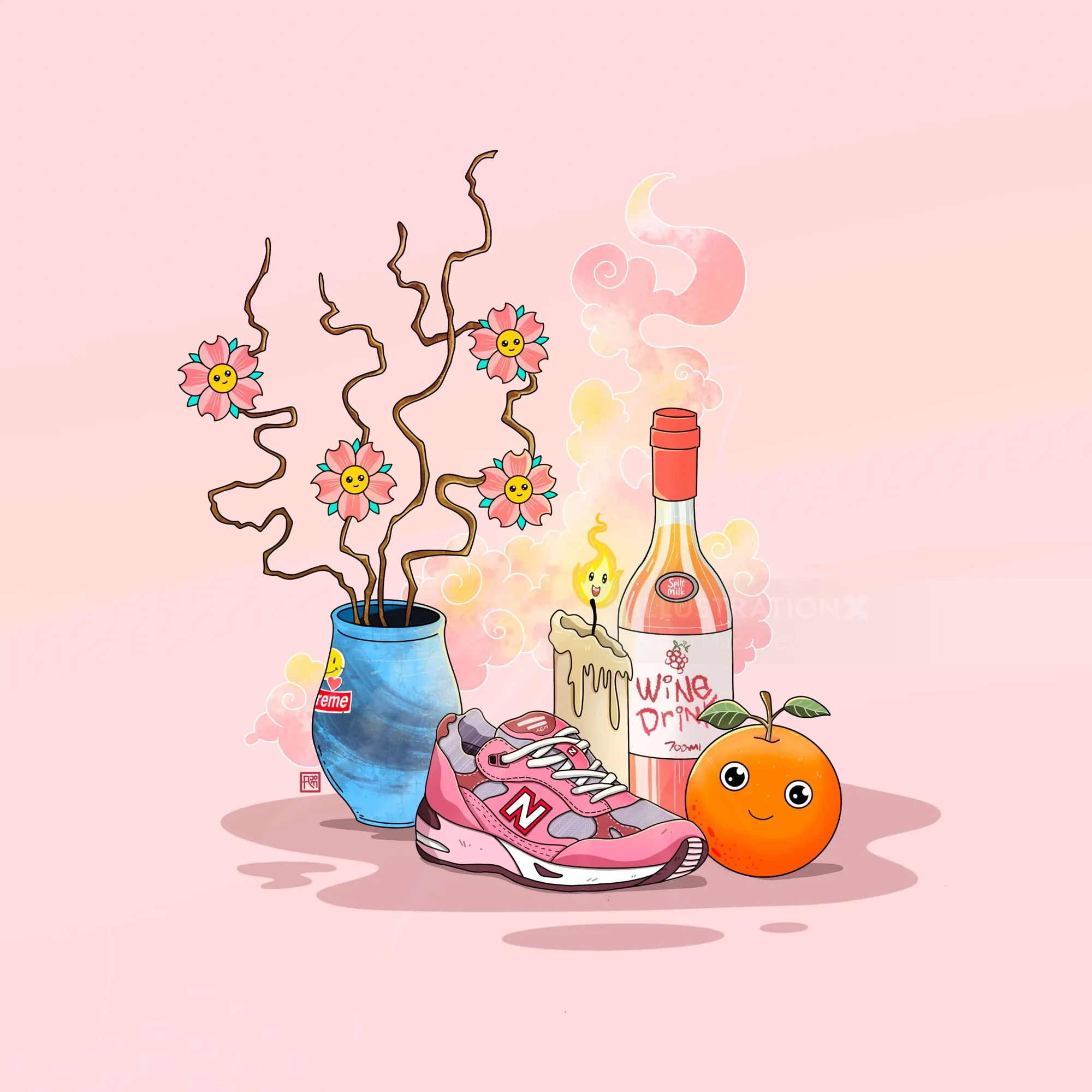 Vibrant artwork transforming common objects into joyful character figures