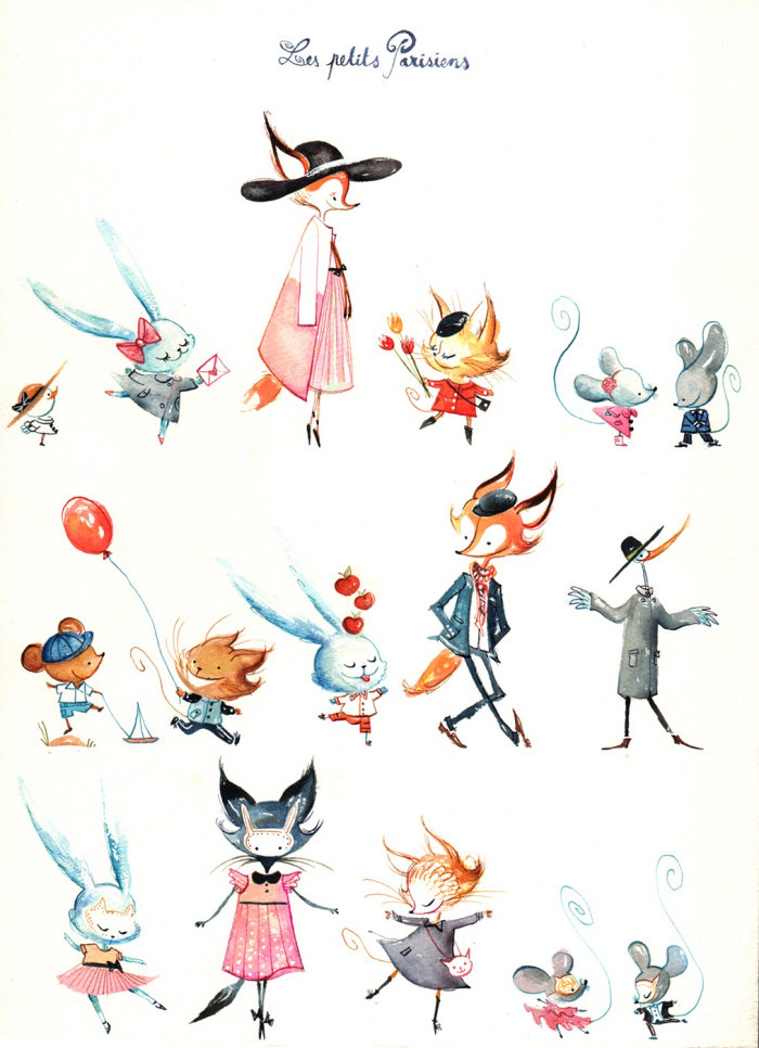 Bocetos de personajes de animales para Ercuis y Raynaud