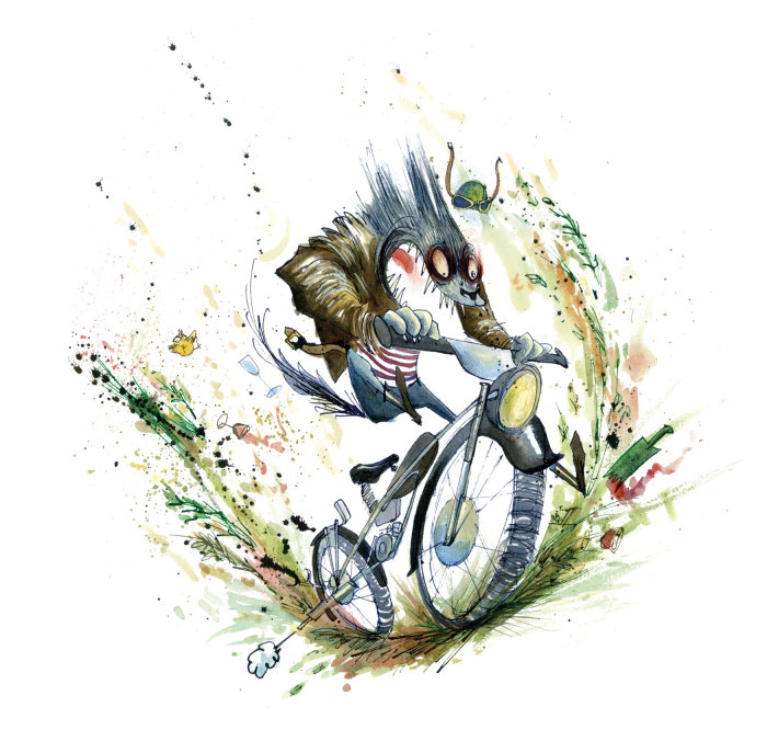 Mouse cycle riding illustration 