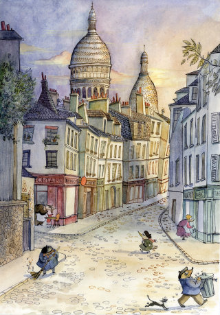 パリの通りの油絵