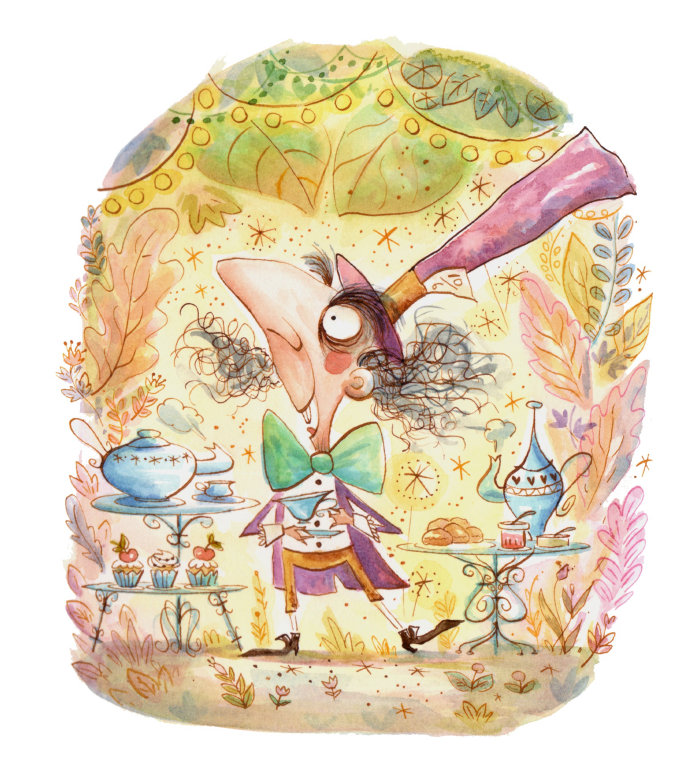 Watercolor painting of The first madhatter