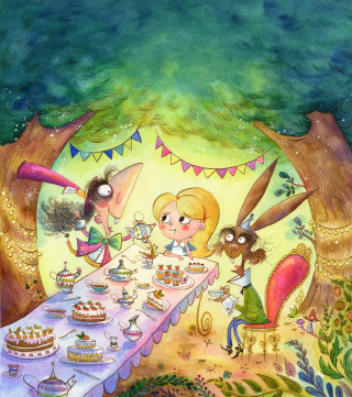 capa de desenho animado de Alice no País das Maravilhas para a Hinkler Books