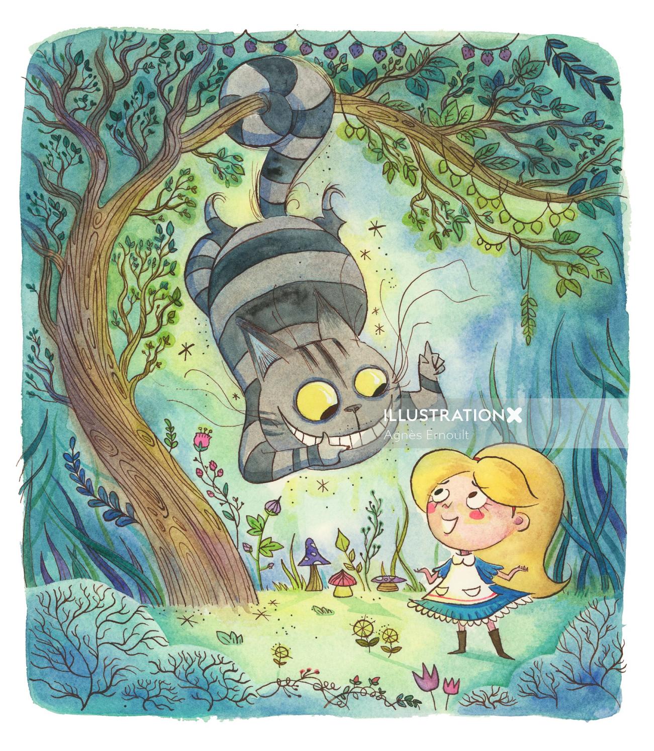 Fantasy children books cover Alice in wonderland