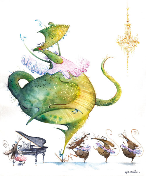 Illustration comique de dragon dansant