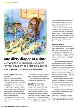 Stressed parent with messy baby items and a dog on the floor