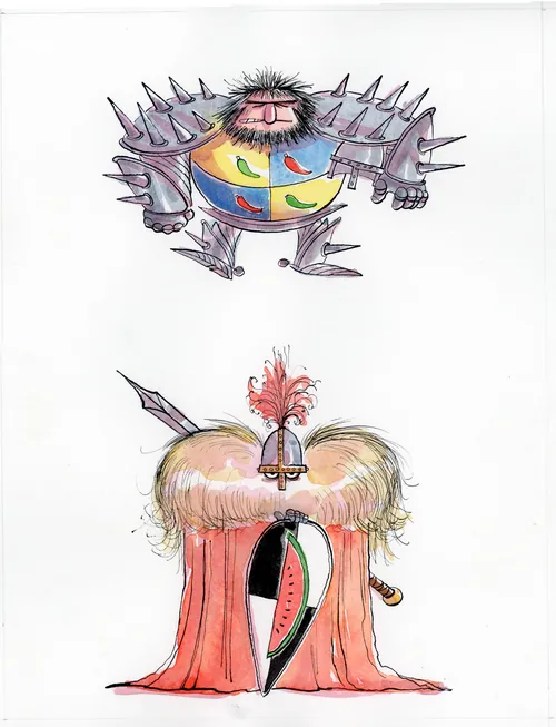 Illustration of Waldemar Patatarte character in armor by Agnès Ernoult