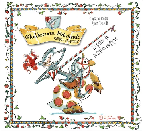 Knight riding a spotted snail with a jester by Agnès Ernoult