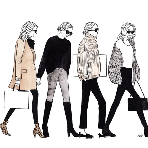 fashion illustration shopping girls