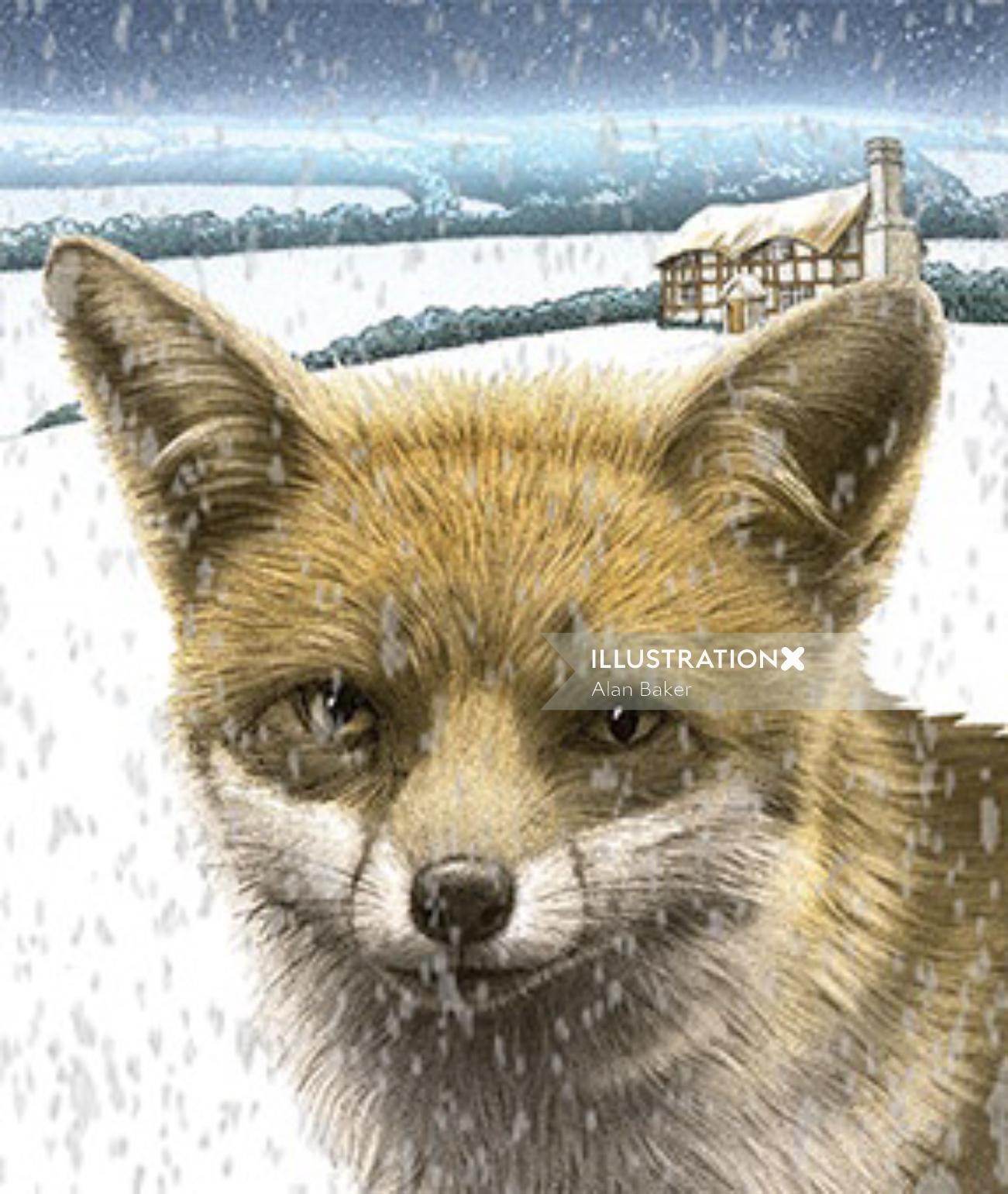 Fox dans la neige, animation par Alan Baker