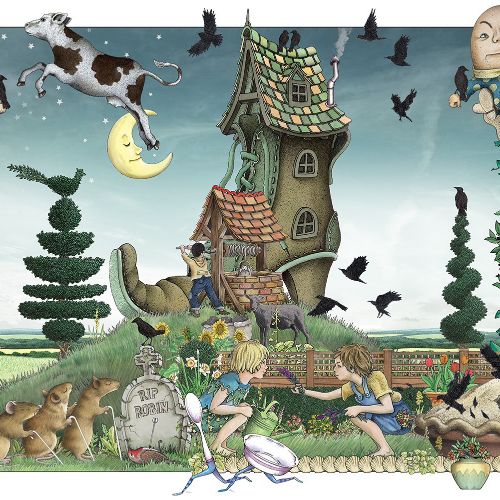 Illustrations for children's book featuring different nursery rhymes