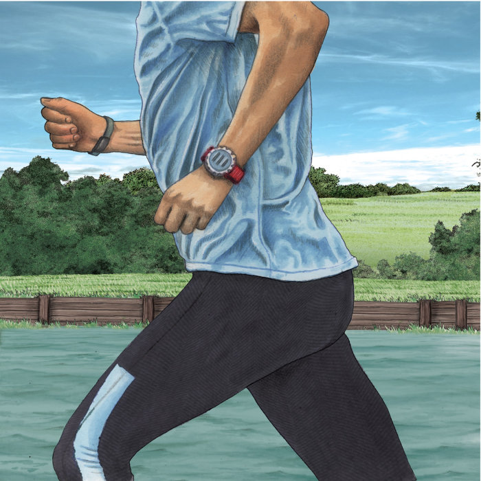 Running man with fitbit for canal magazine