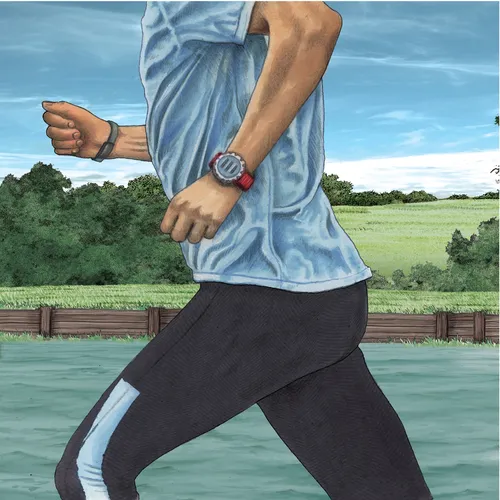 Hombre corriendo con fitbit para la revista canal