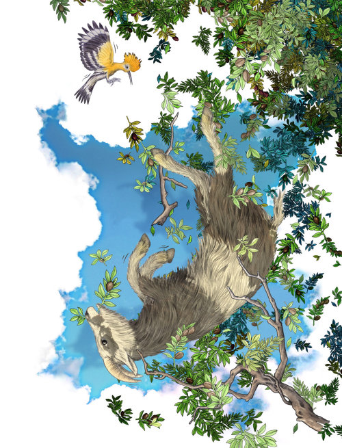 Goat falling from tree illustration by Alan Baker 