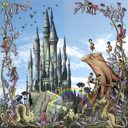 Ilustración de castillo de fantasía infantil.
