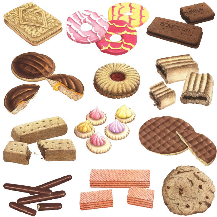 Illustration of biscuits  by Alan Baker