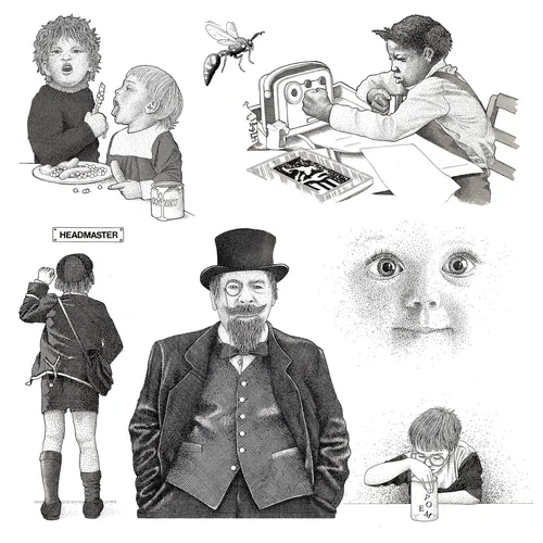 niños en blanco y negro