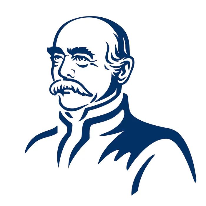Stylized portrait of a man with mustache by Albert Morell