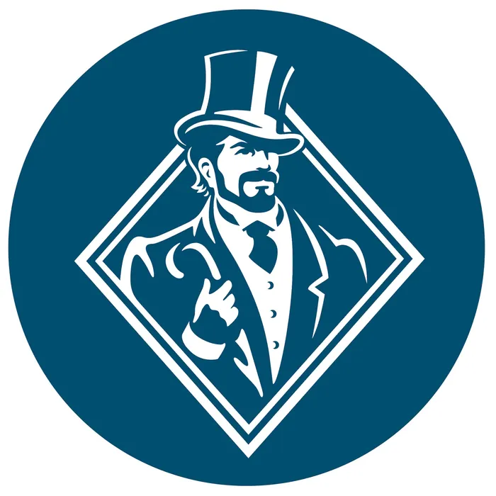 Vintage gentleman with top hat logo by Albert Morell