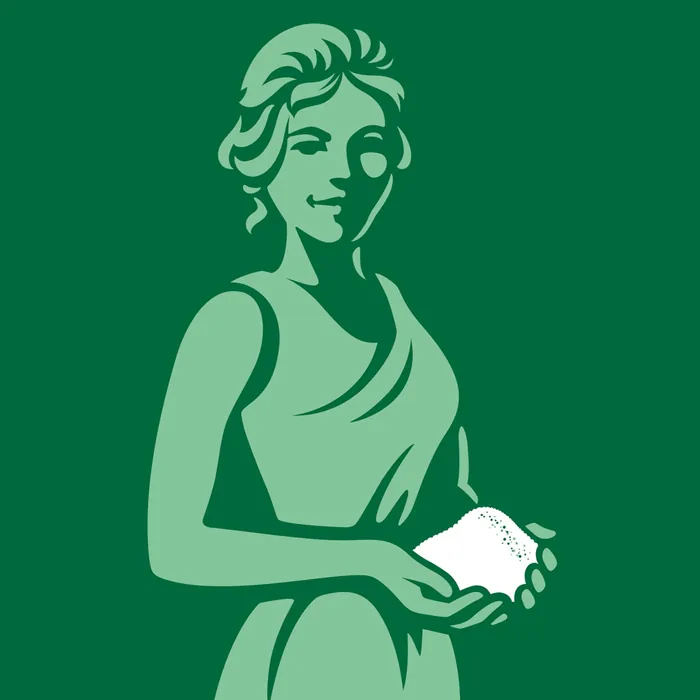 Stylized vector illustration of woman holding white object by Albert Morell