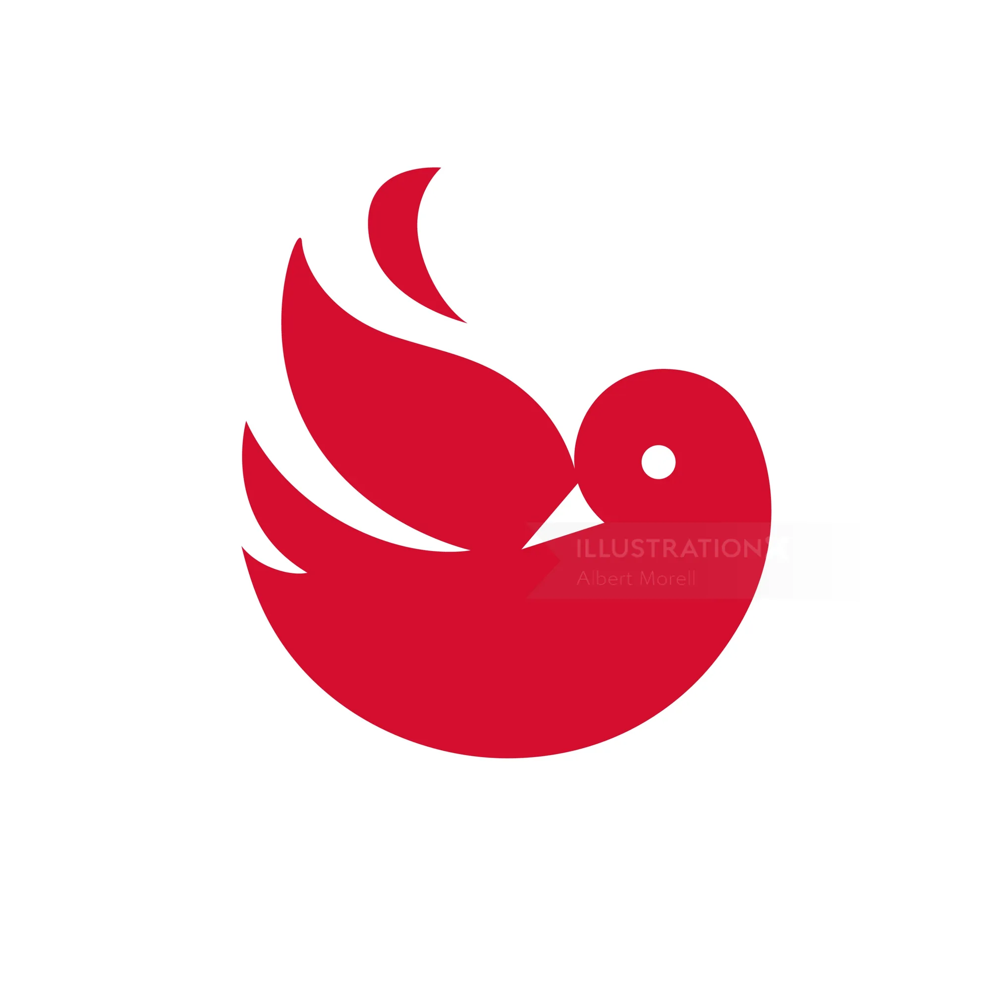 Abstract red bird illustration by Albert Morell