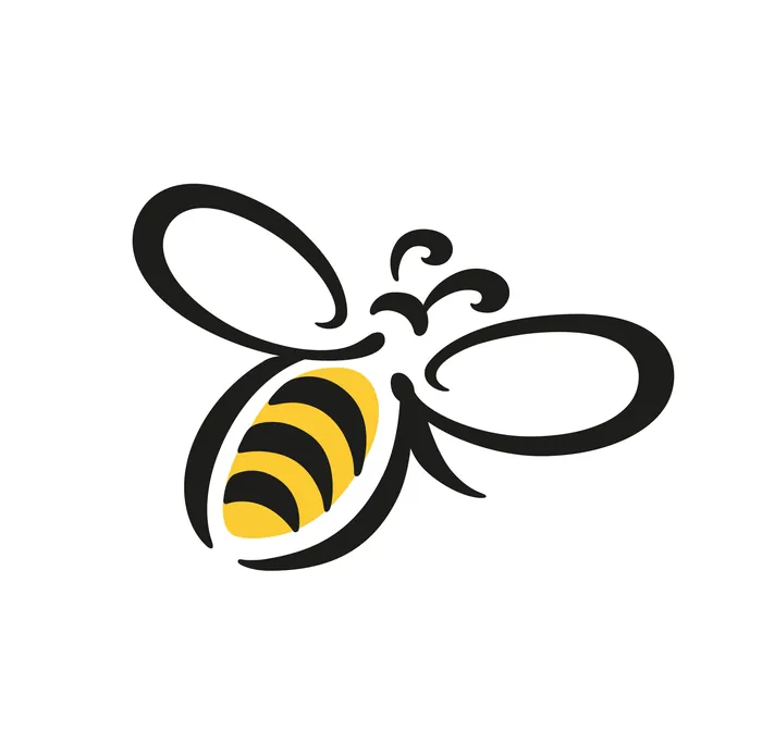 Stylized bee illustration by Albert Morell in black and yellow