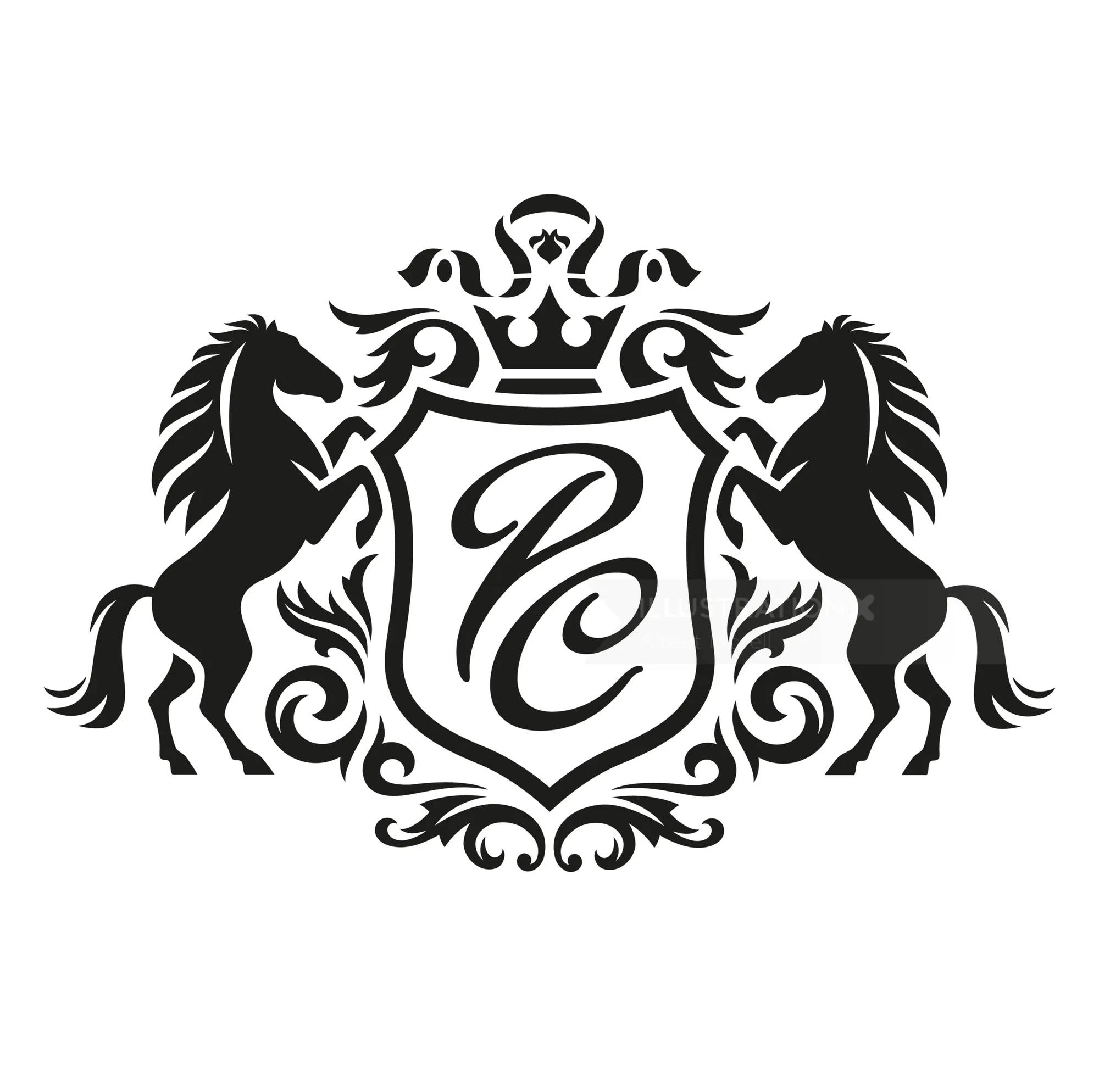 Heraldic crest with two horses and a crown by Albert Morell