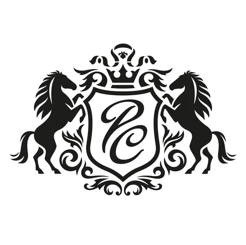 Heraldic crest with two horses and a crown by Albert Morell