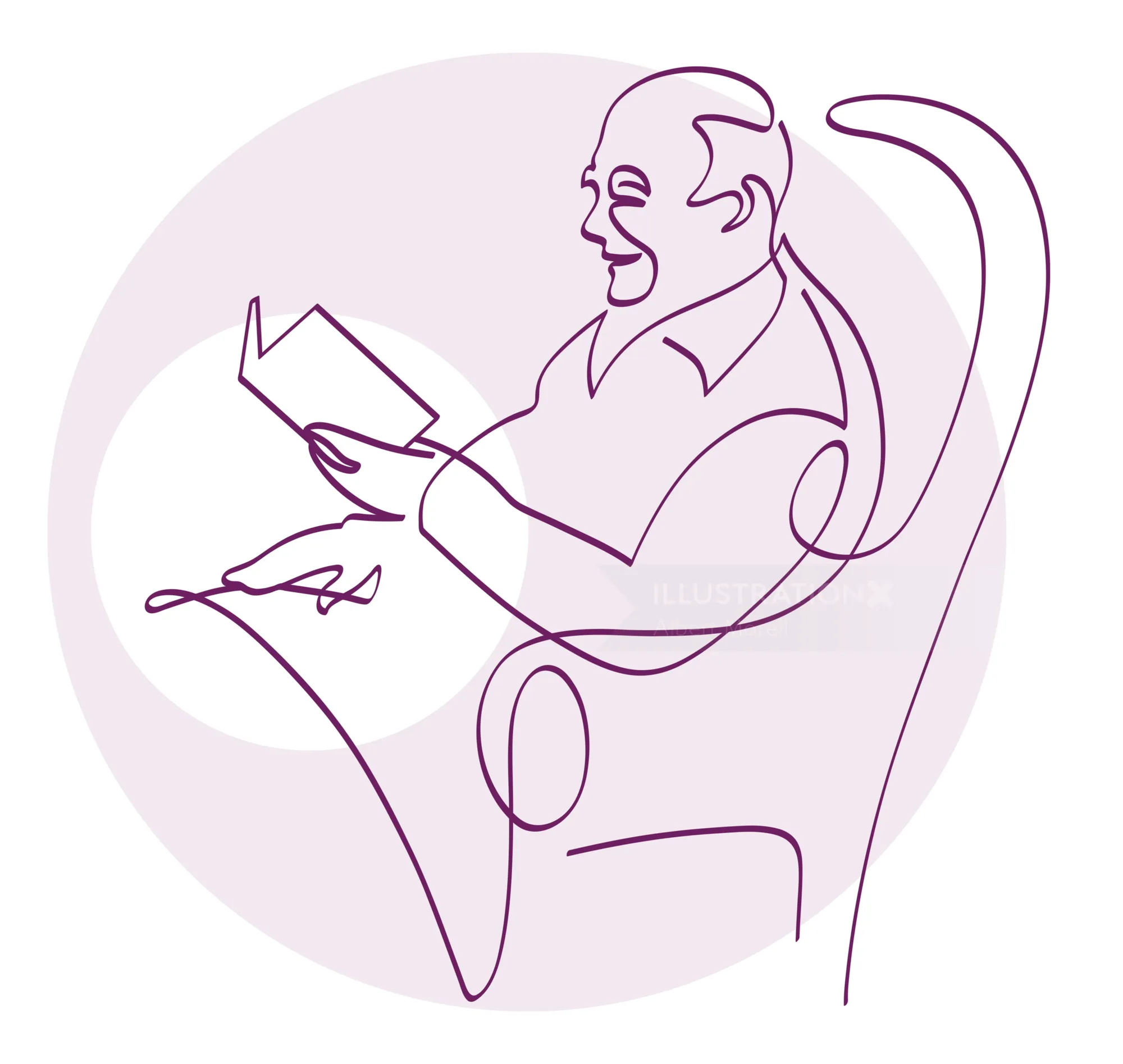 Minimalist line drawing of a man reading a book by Albert Morell