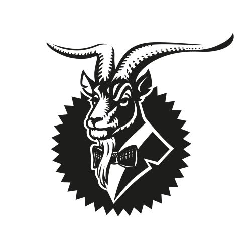 Stylized goat head wearing tuxedo and bow tie by Albert Morell