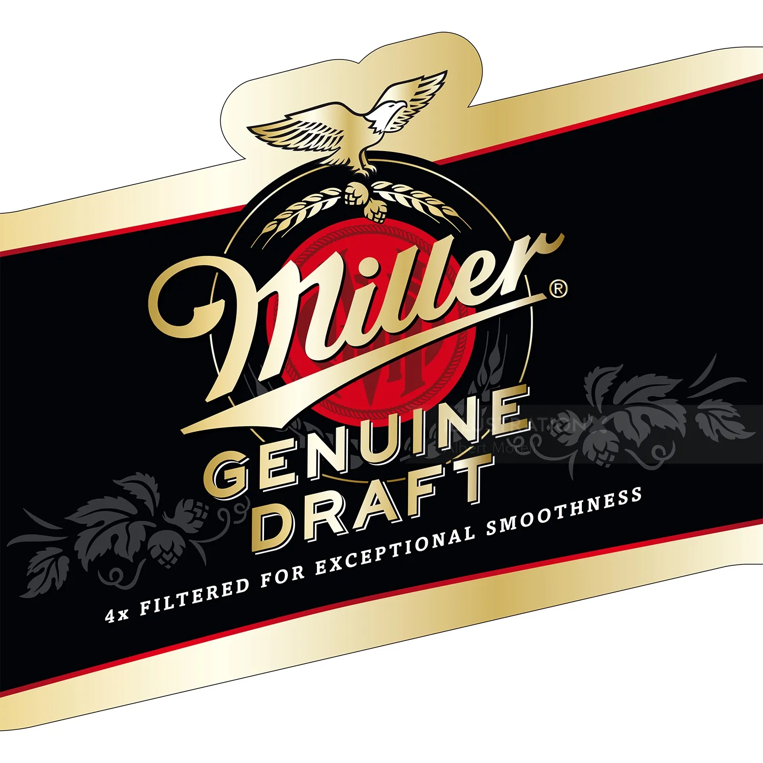 Miller Genuine Draft beer label with eagle and red circle logo