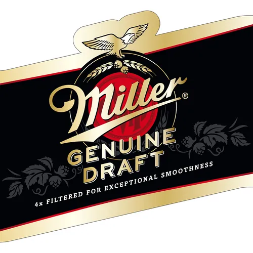 Miller Genuine Draft beer label with eagle and red circle logo