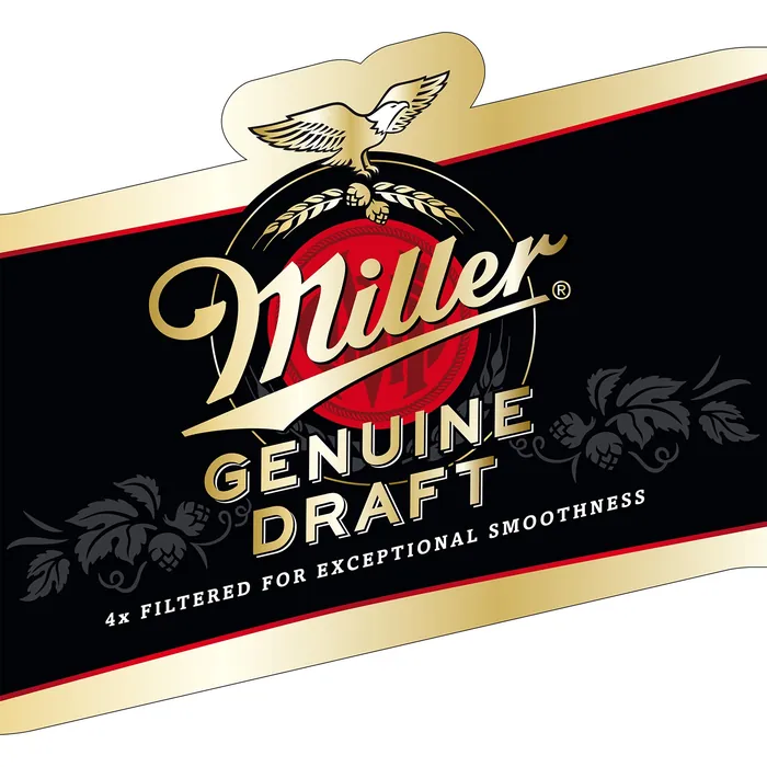 Miller Genuine Draft beer label with eagle and red circle logo