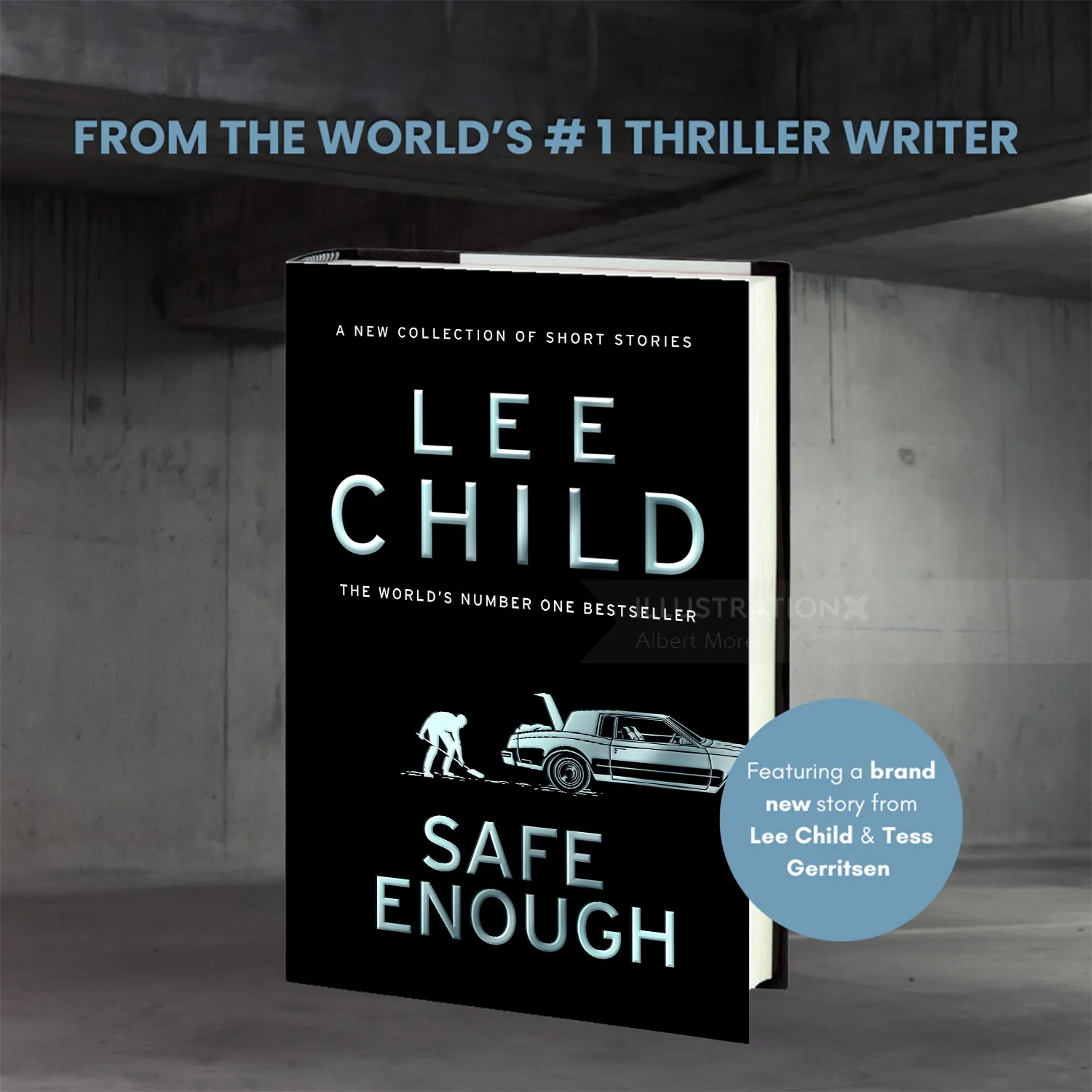 Cover of Safe Enough book by Lee Child featuring a car and figure