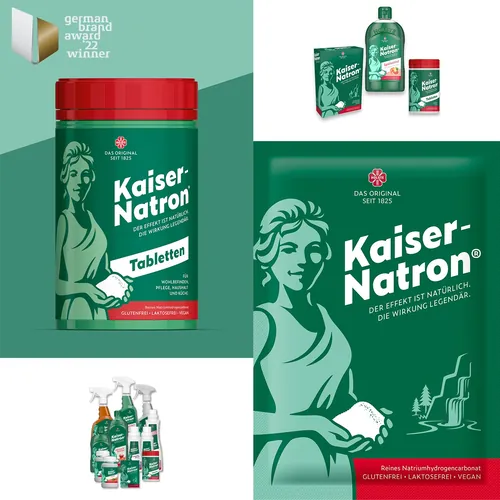 Kaiser-Natron cleaning tablets and products in green packaging