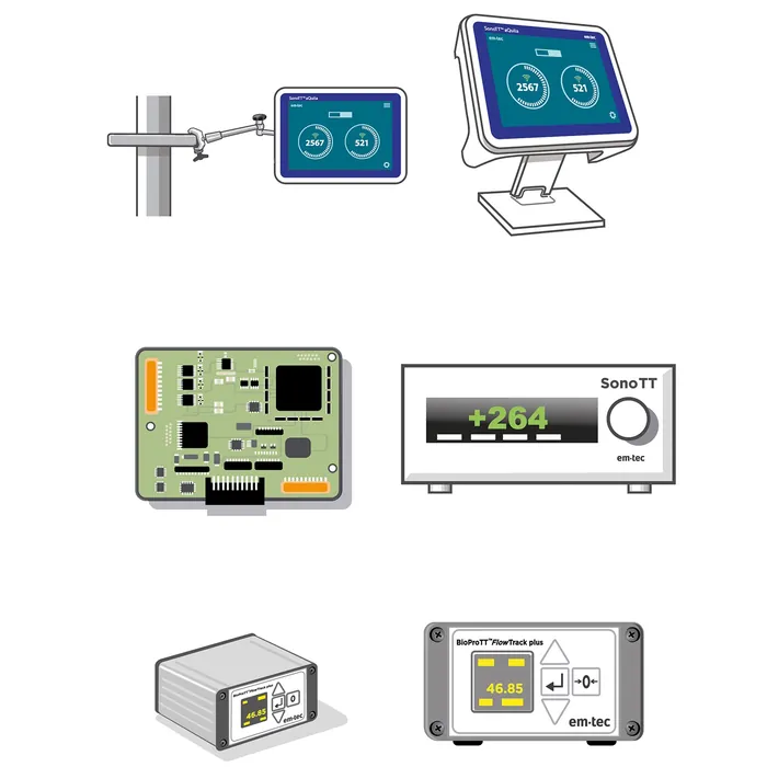Illustrations of various electronic measurement and control devices