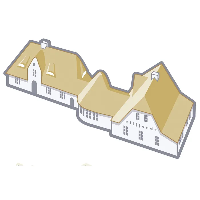Isometric view of traditional thatched roof houses