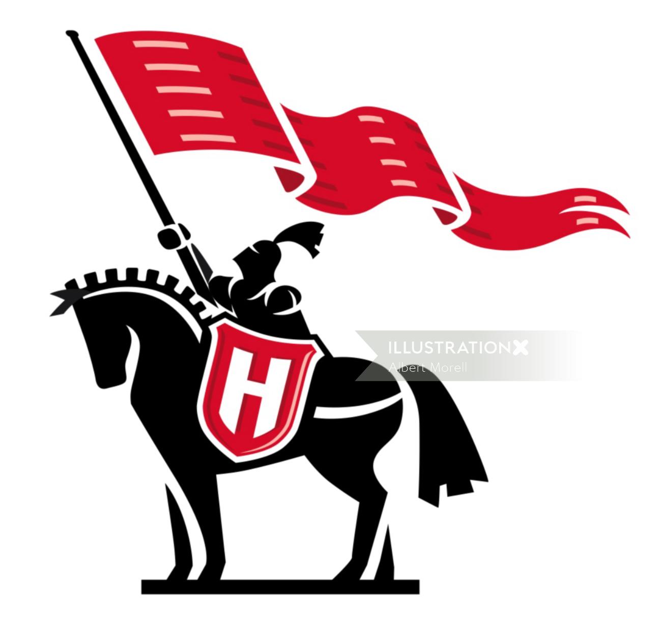Logo de bière chevalier et cheval