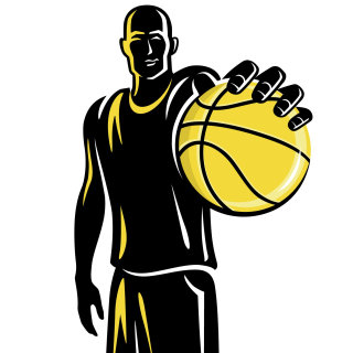 Jugador de baloncesto negro y amarillo.
